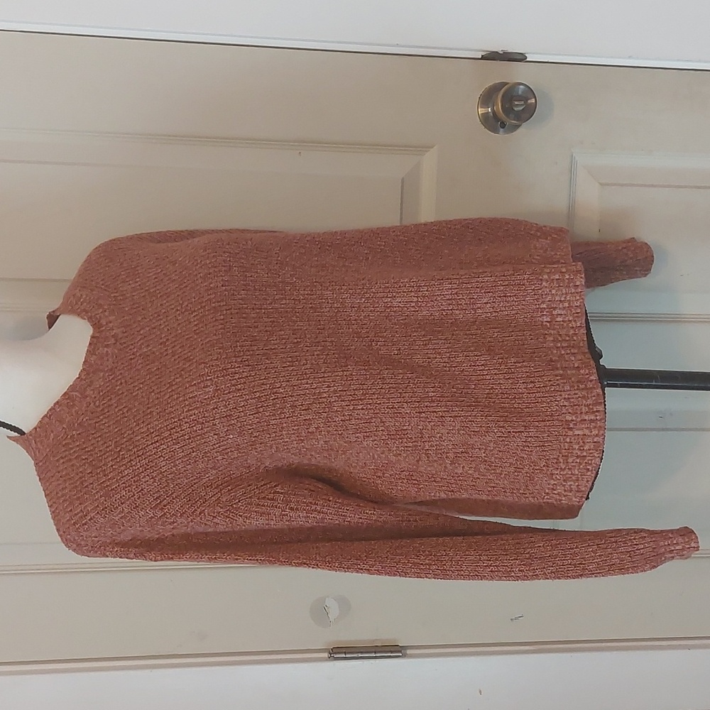 American Eagle Autumn Fall Chestnut Ribbed Knit Crewneck Sweater Size S - Picture 5 of 10